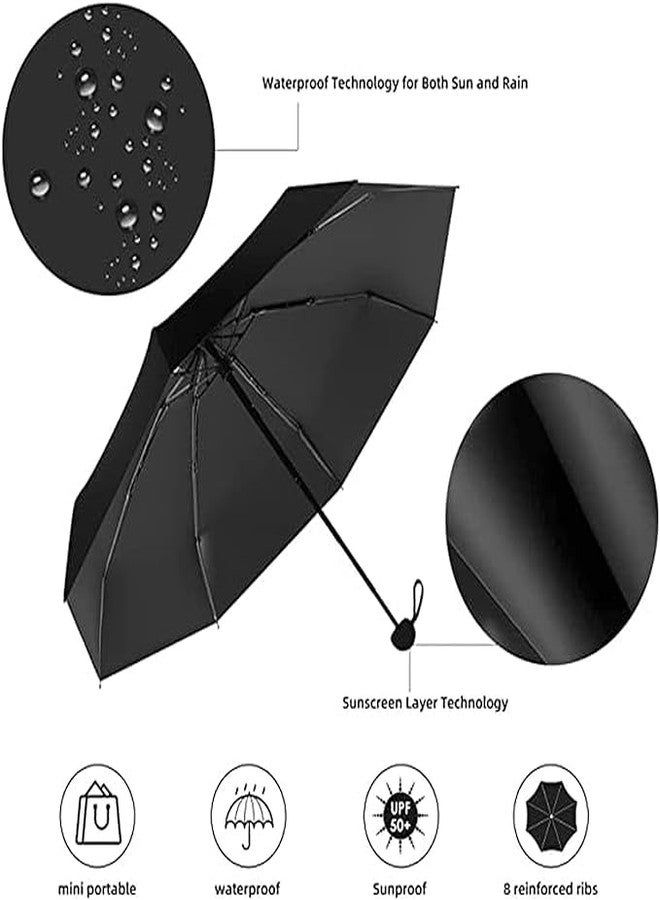 LACOSSI Mini Umbrella with Case for Men & Women (Manual Open) Compact Travelling Umbrella, Polyester & UV Protection Fabric for Summer/Anti-Slip Handle- Use in Rain Powerful Portable (Black) - Image 3